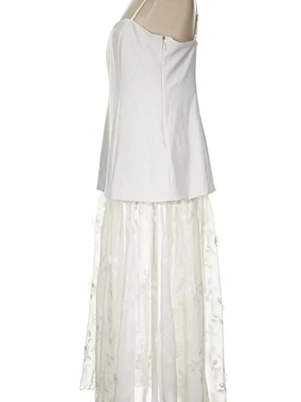 Abercrombie & Fitch Women’s Sheer Embroidered White Floral Dress Sleeveless